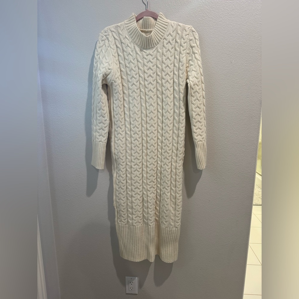 Cozy cable knit sweater dress